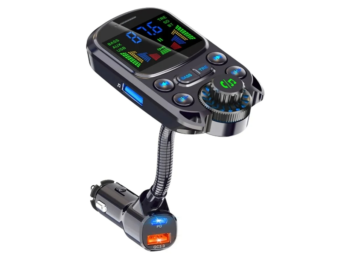 Transmisor Fm Bluetooth V5.3 para coche 1 5 '' Pantalla Lcd Kit manos libres compatible con Pd 30W y Qc3.0 YIZHOOD