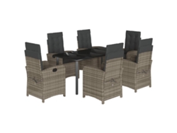 Maison Exclusive - Set Comedor Jardín 7 Pzas Y Cojines Ratán Sintético Gris