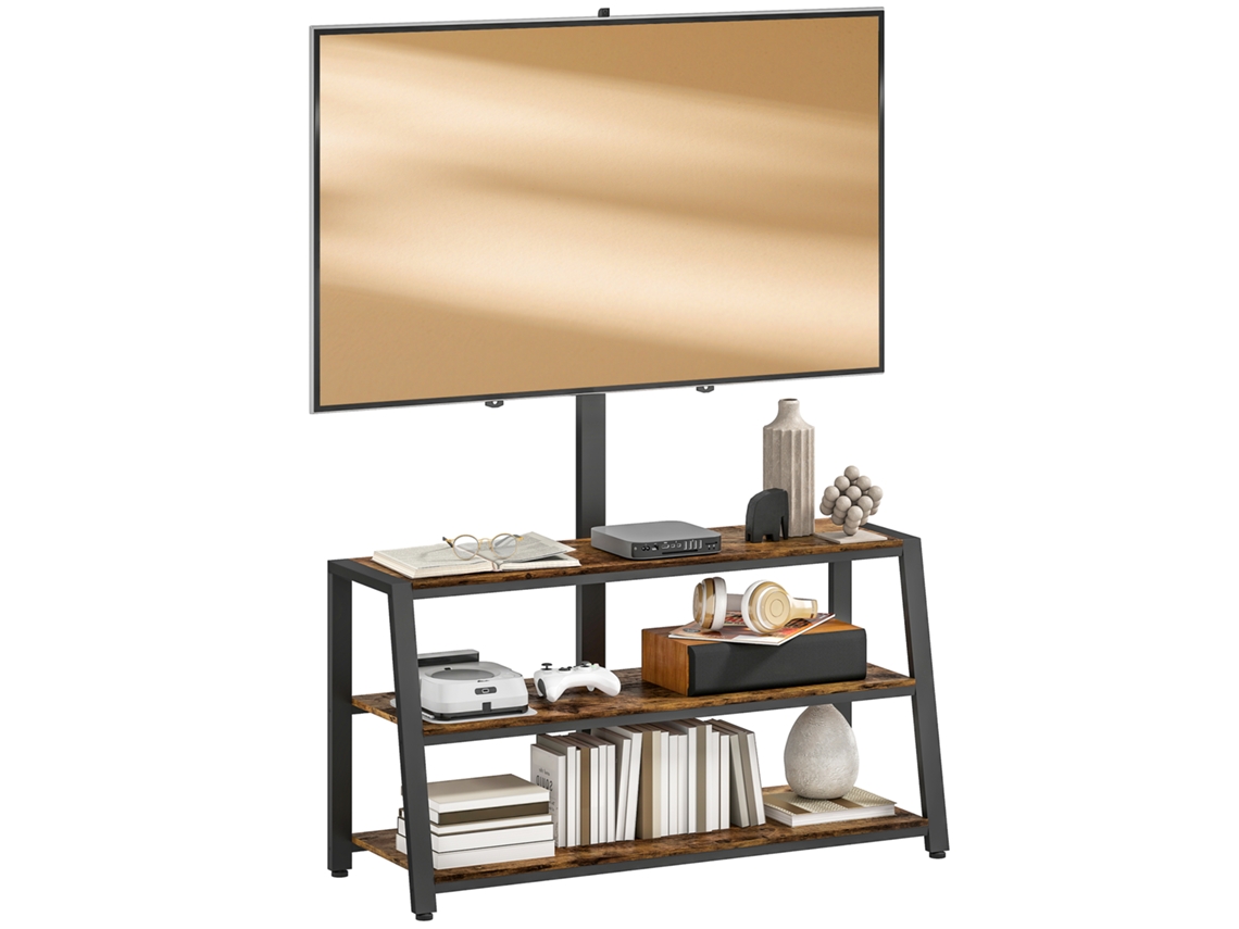 Mueble Para Tv Con Soporte Para Televisores De 32 A 70 Pulgadas, Estantes Abiertos, Ángulo Ajustable De 35°, 108 X 41 X 135 Cm, Marrón.