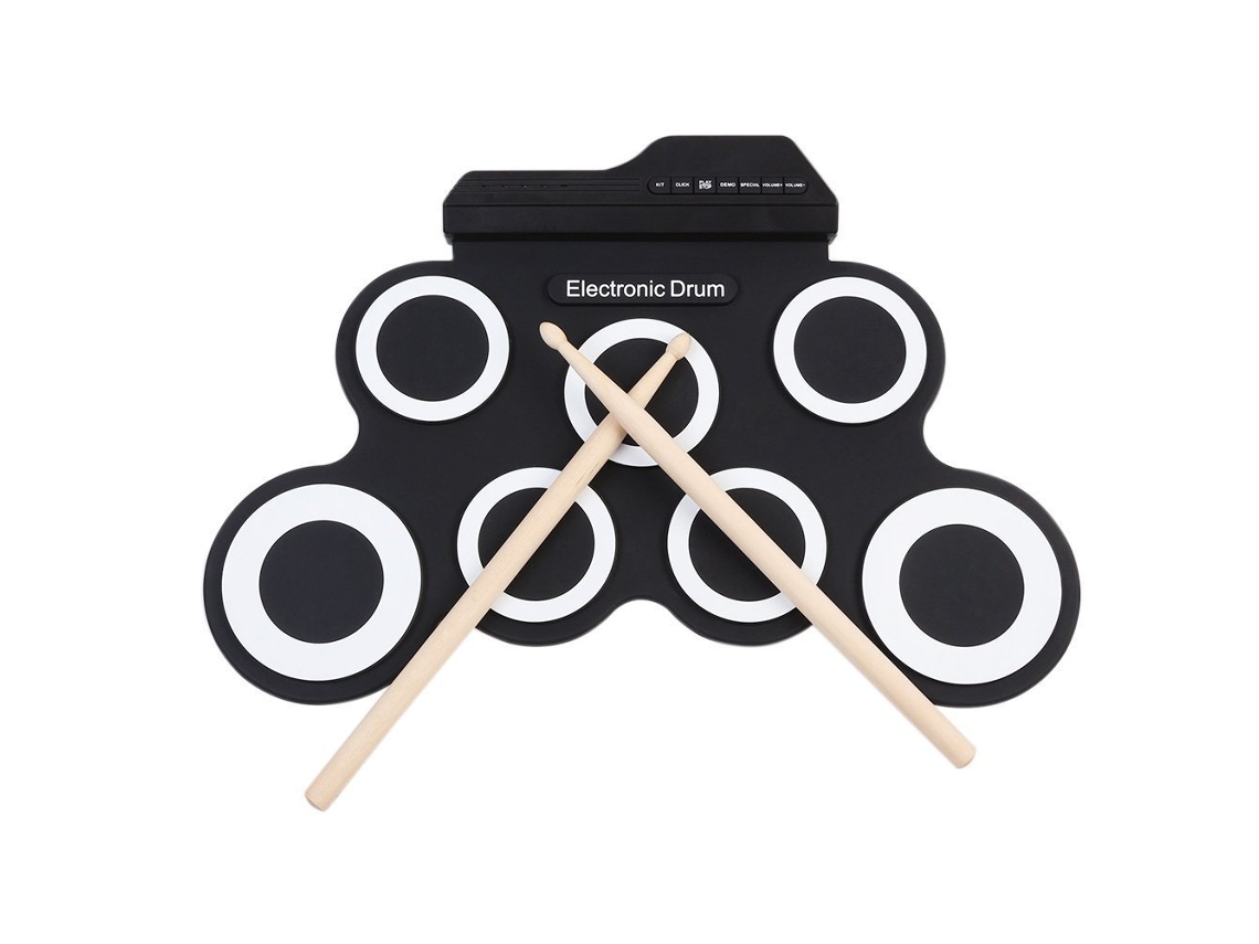 Batería electrónica digital USB Eifson con 7 pads y pedal angular tipo cuchilla (negro)