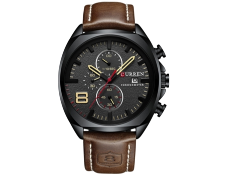 Relojes para hombre, reloj de pulsera informal de cuarzo resistente al agua con calendario, relojes de cuero, carcasa negra, caqui LUUCOZK