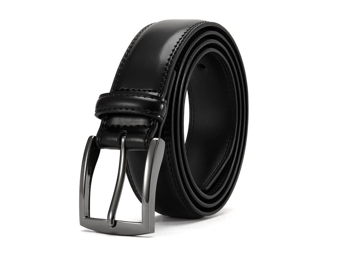 Cinturón de cuero genuino para hombre de Yuysan, informal, sencillo y versátil, 3,5 cm de ancho, 110 cm de largo, color negro.