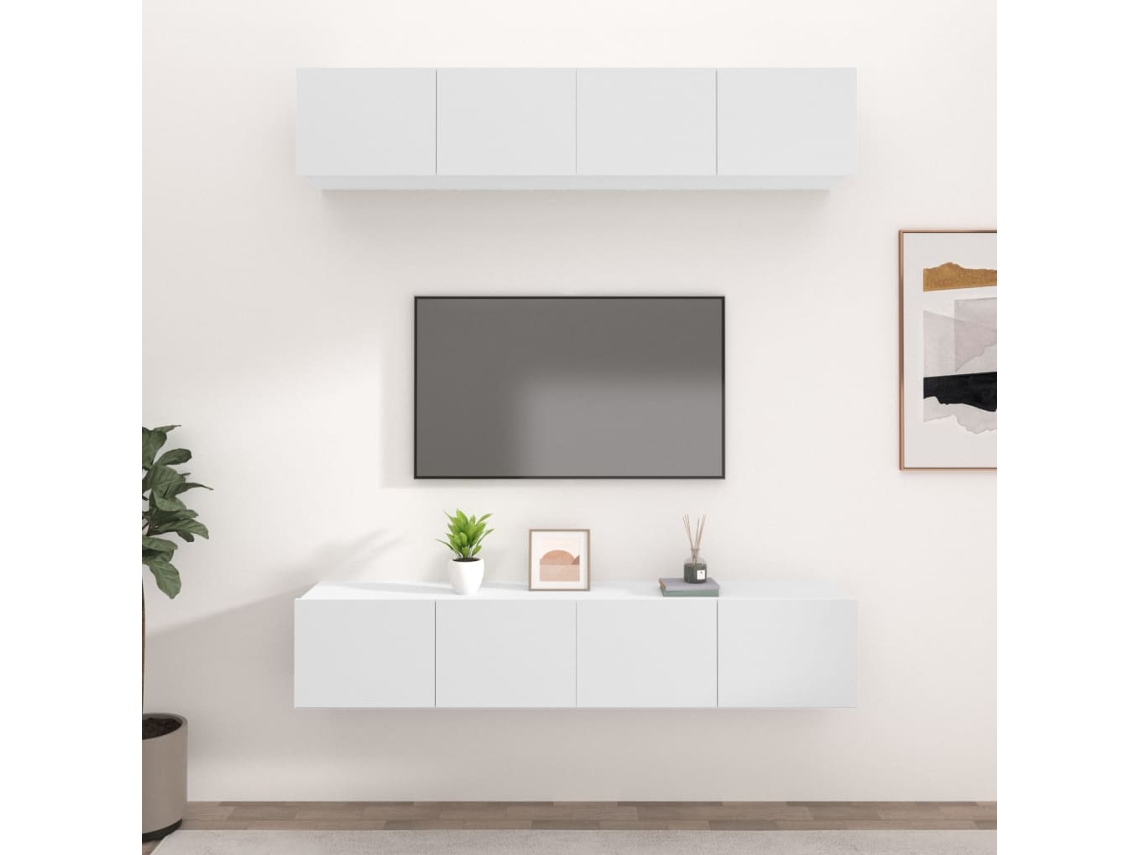 Estantería/Muebles de TV 4 Pzs 80X30X30 Cm Derivados de Madera Blanco