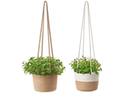 cestas tejidas para plantas, decoración de pared colgante