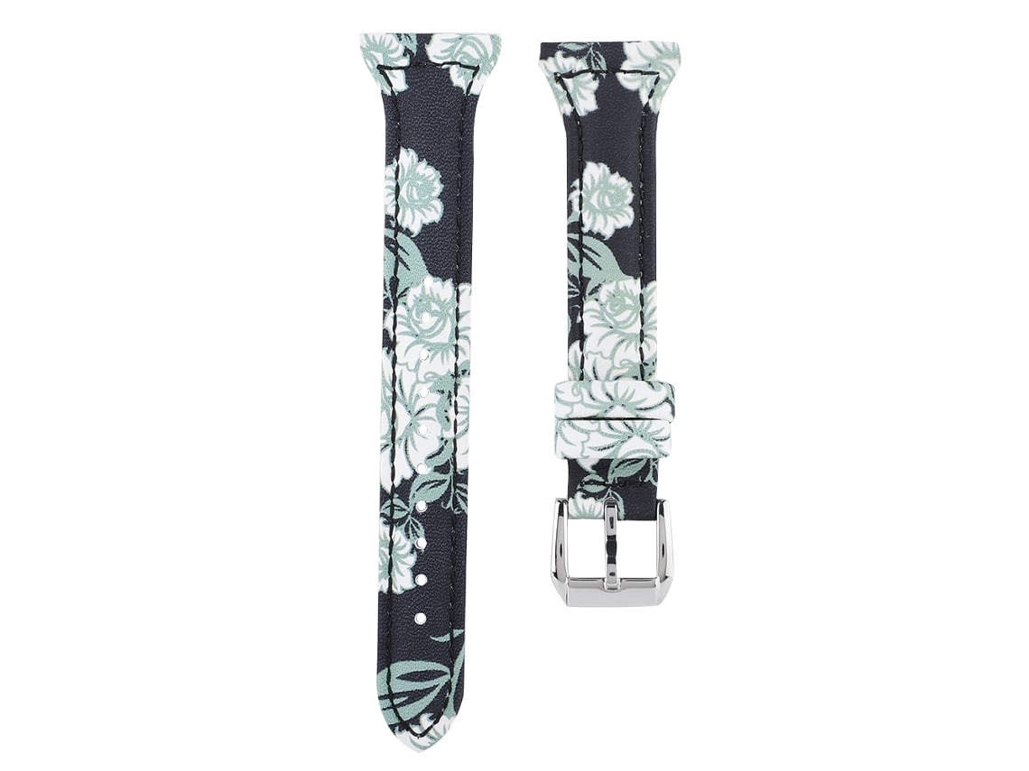 Cinto De Relógio De Couro Fino Para Fitbit Versa Mulher Substituição Flor Preto Verde