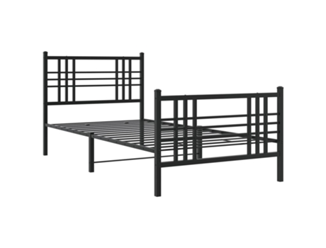 Cama con Cabecero y Patas VIDAXL Metal Negro (207x105x90cm)