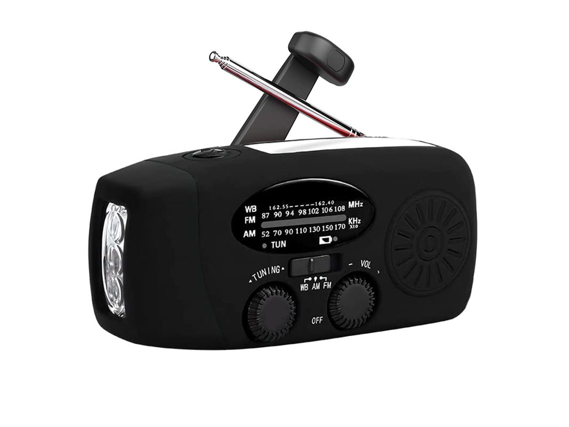 MEOIRUERY Radio de Mano con Linterna para Emergencias, Radios Solares Portátiles, Radio NOAA AM/FM con Banco de Alimentación y Cargador USB