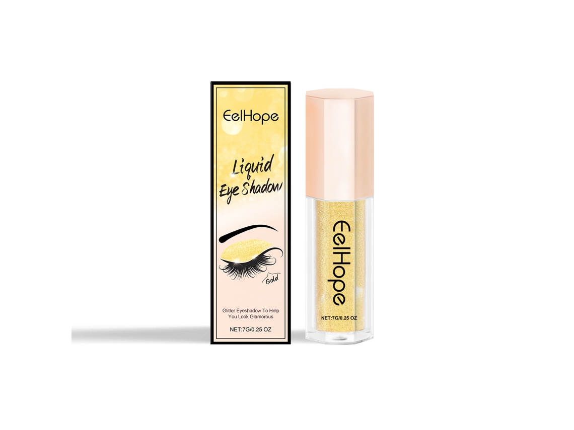 Sombra de ojos líquida con brillo dorado