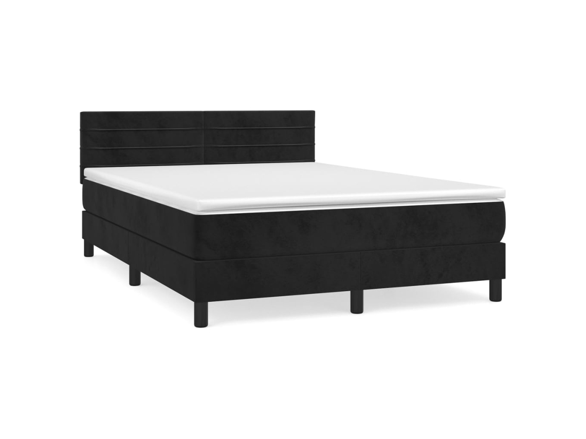 Maison Exclusive - Cama Box Spring Con Colchón Terciopelo Negro 140x190 Cm