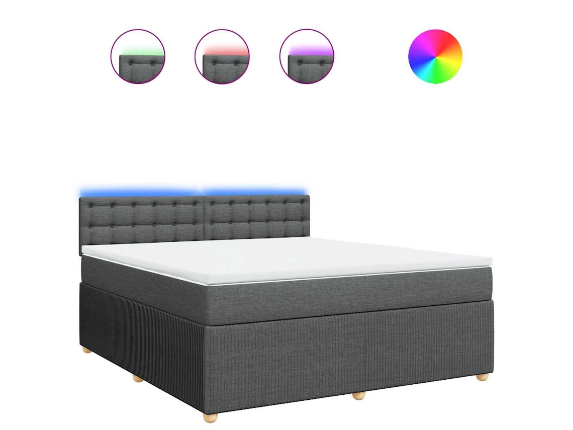 Maison Exclusive - Cama Box Spring Con Colchón Tela Gris Oscuro 180x200 Cm