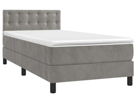 Cama con somier VIDAXL (Gris - Terciopelo - 193 x 90 x 88 cm)