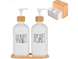 Juego de 2 dispensadores de vidrio, blancos, para baño y ducha Tommy01