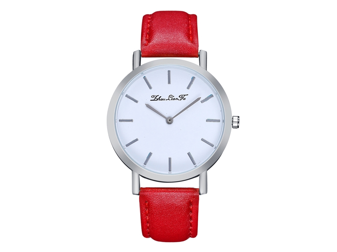 Reloj De Pulsera De Cuarzo Para Hombre Y Mujer Con Correa Pu Zlf0196-y Rojo
