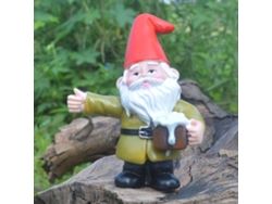 Estatua de resina de gnomo cervecero para uso decorativo en el jardín.