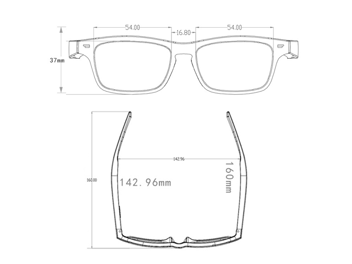 Gafas de audio inteligentes (BT, micrófono y altavoces integrados)