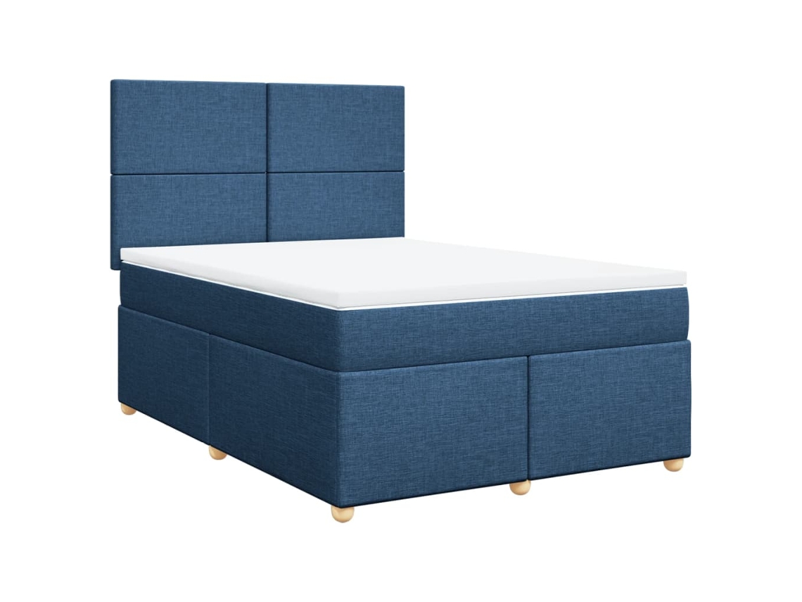 Maison Exclusive - Cama Box Spring Con Colchón Tela Azul 140x200 Cm