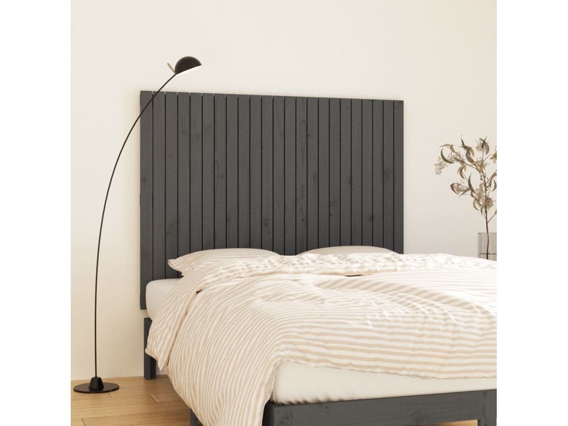 Cabecero De Cama De Pared Madera Maciza Pino Gris 146,5x3x110cm