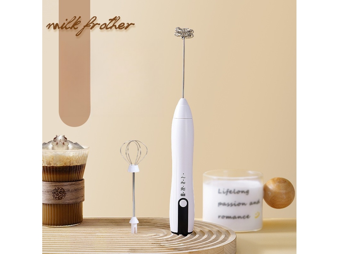 Espumador de leche, batidora eléctrica con 2 varillas, ideal para café, capuchino, chocolate caliente y huevos (claras) Cuich