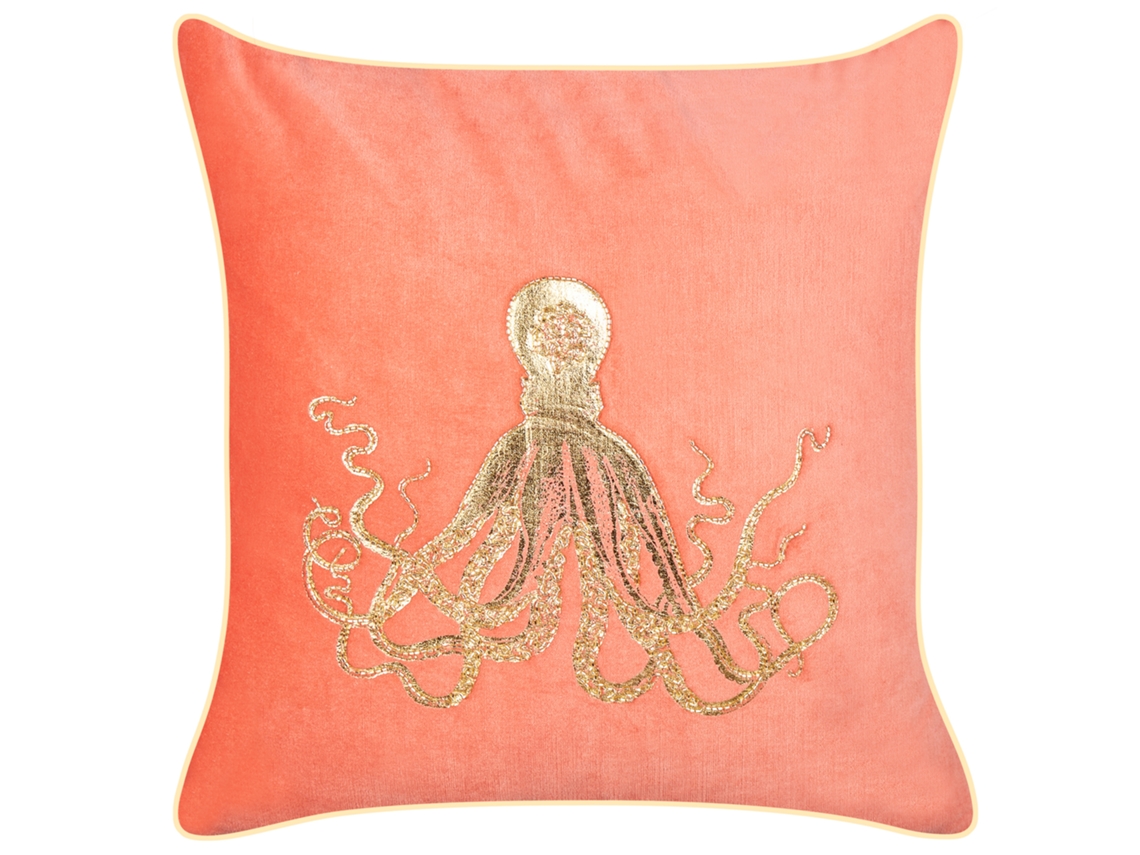 Cojín decorativo BELIANI Laminaria de Terciopelo Rojo 45x45x10