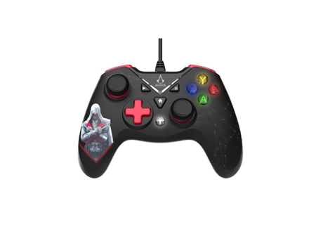 Mando con cable USB para Pc/Xbox One/Seriesx/S con cable 3M Assassin'S Creed negro y rojo