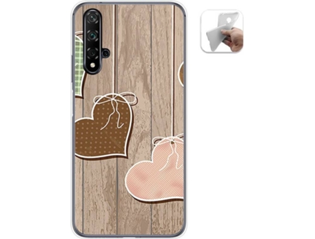 Carcasa Huawei Nova 5T / Honor 20 TUMUNDOSMARTPHONE Corazones Madera Multicolor