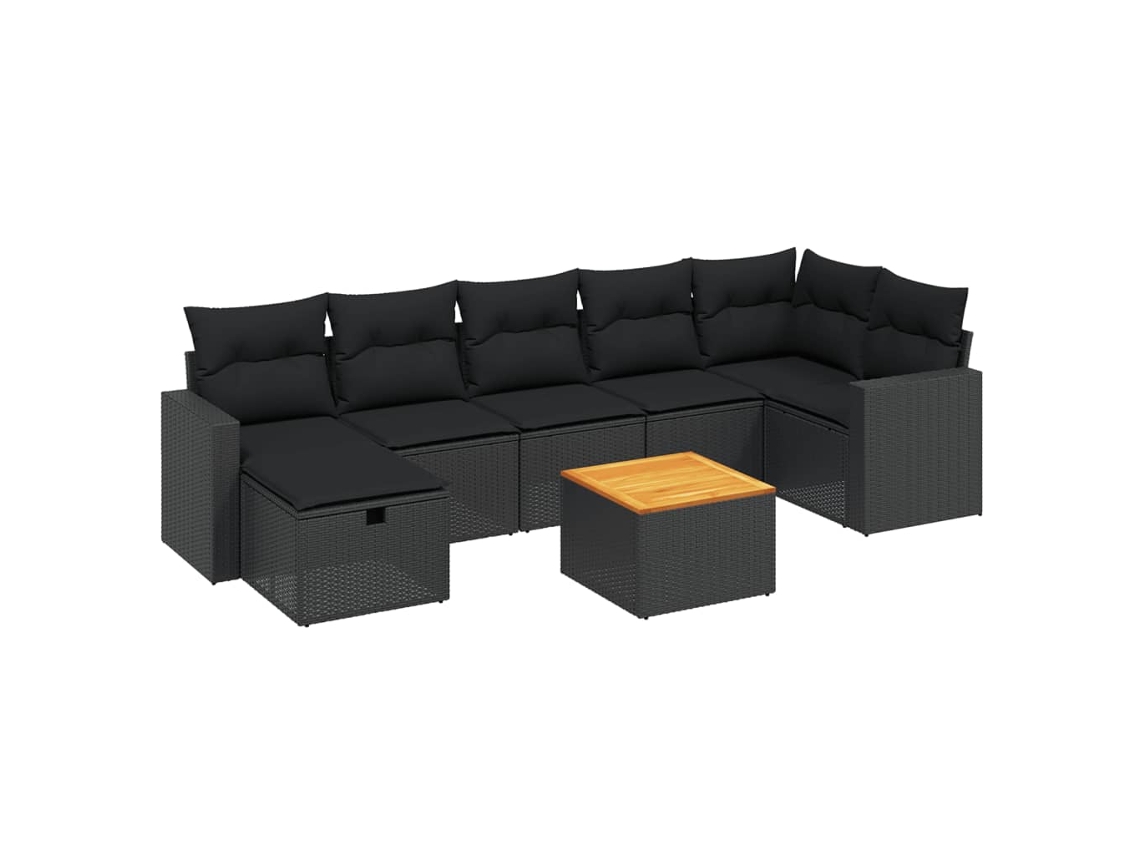 Maison Exclusive - Set De Sofás De Jardín 8 Piezas Y Cojines Ratán Sintético Negro
