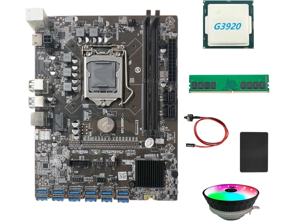 Placa Base B250c Para Minería De Btc + Cpu G3920 O G3930 + Ventilador Rgb