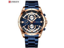 (reloj De Hombre, Azul) Reloj De Negocios Con Calendario, Correa De Acero, Seis Agujas, Multifuncional