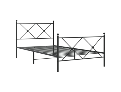 Cama con Cabecero y Patas VIDAXL Metal Negro (207x105x905cm)
