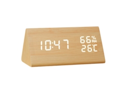 Reloj Digital Acabado en Madera, LED, 3 Alarmas, Humedad y Temperatura NEVEANCE