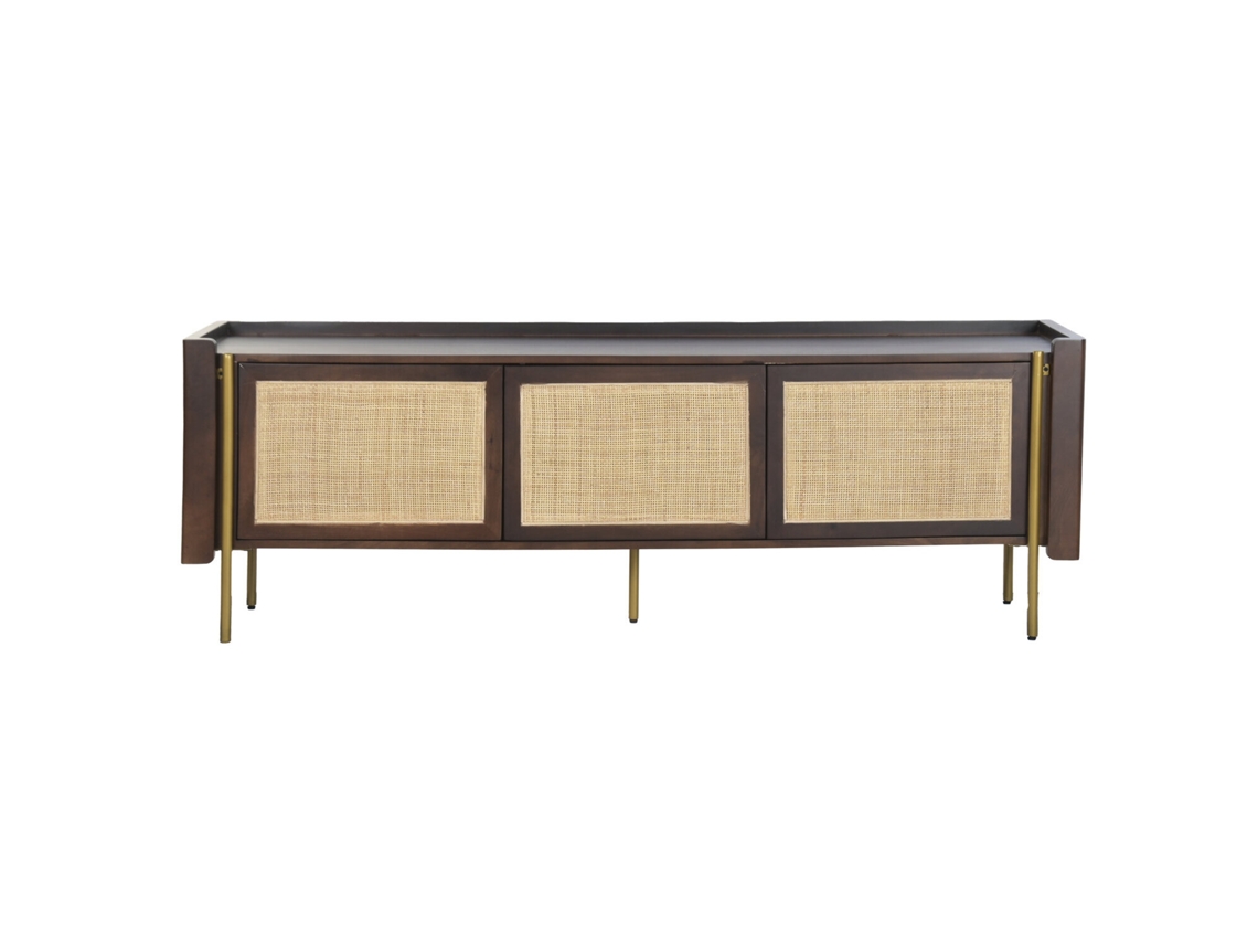 Mueble Tv Mango Fibra Marron Oscuro 160x40x55cm