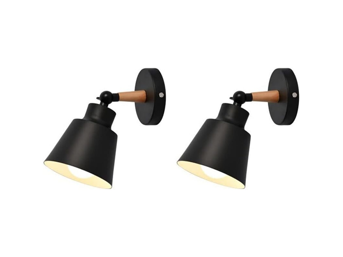 2026-lámpara De Pared Nórdica Macaron E27 Moderna Regulable Para Dormitorio Sala De Estar Negro 2 Piezas