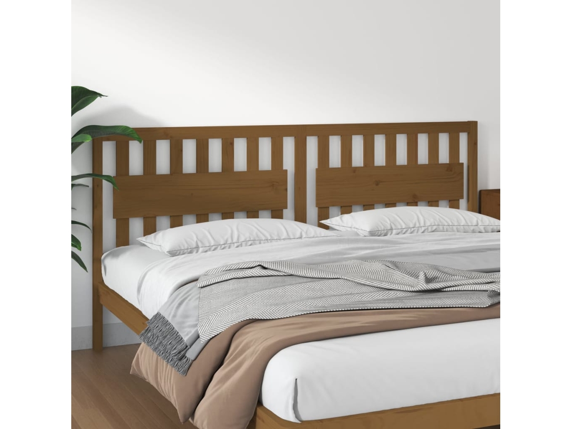 Cabecero De Cama Madera Maciza De Pino Marrón Miel 205x4x100 Cm