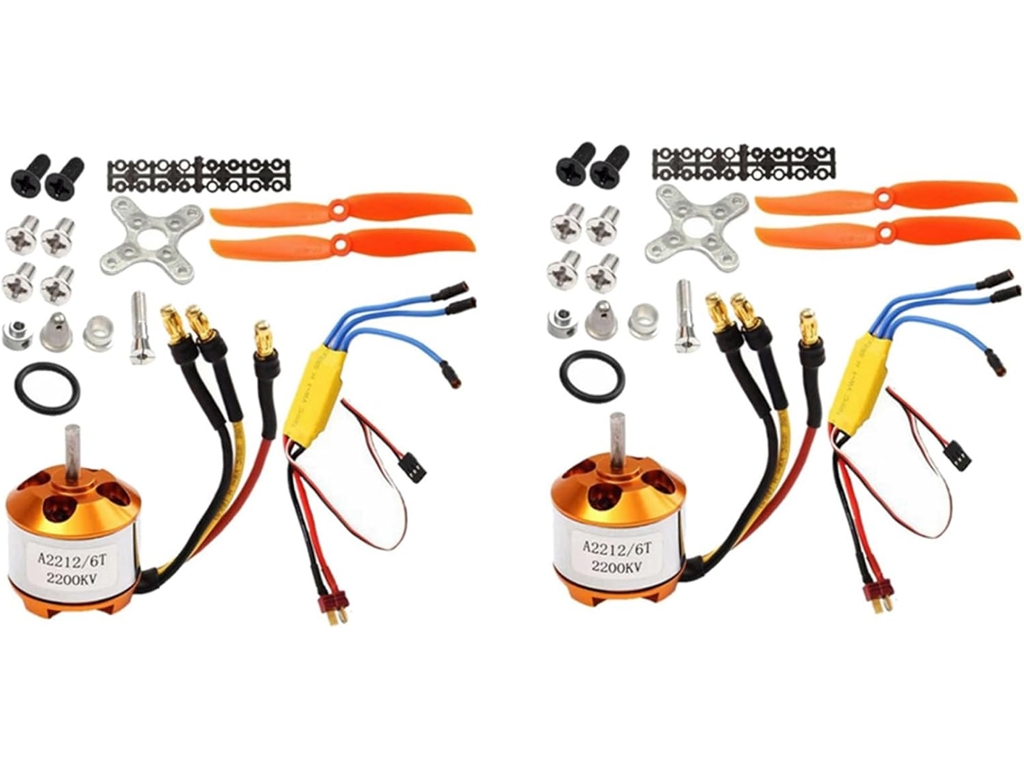 2 X 2212 2200kv + Esc De 30a, Hélice 6035, Protector De Hélice, Kit Eléctrico Para Avión Rc