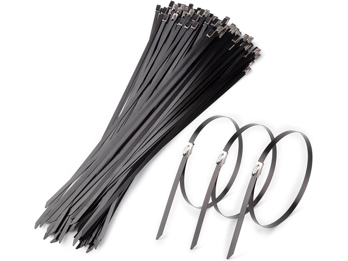 Lote De 100 Abrazaderas Metálicas Negras De Alta Resistencia, De 46 X 150 Mm, Versátiles Para Tuberías, Edificios Agrícolas, Techos Y Otras Aplicaciones.