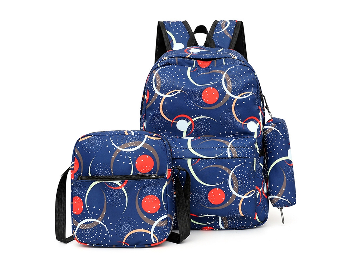 Mochila infantil colorida y de gran capacidad, juego de tres piezas para la escuela, 14