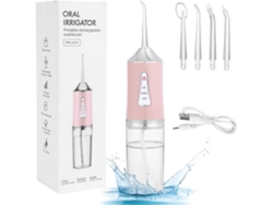 Irrigador Oral Fio Dental Profissional Portátil para Limpeza dos Dentes e Remoção de Manchas Branco-Rosa GERTIZ