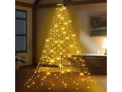 Conjunto de Luzes Led em Formato de Anel para Árvore de Natal 2*16 Metros 400 Leds Padrão Europeu com Controle Remoto Luz Branca Quente 