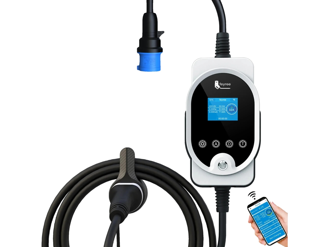 Cargador de vehículo eléctrico, carga rápida de 7 kW, control inteligente por aplicación, sin adaptador, tipo 2 OEM