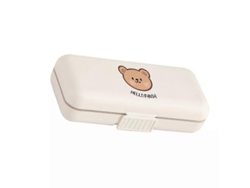 Caja De Medicamentos De Plástico De Dos Capas Con Forma De Oso Pequeño Para El Cuidado De La Salud.