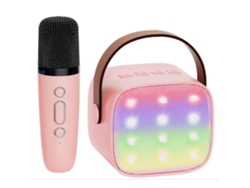 Máquina de karaoke portátil SSTRWGOOD para niños con micrófono inalámbrico en color rosa