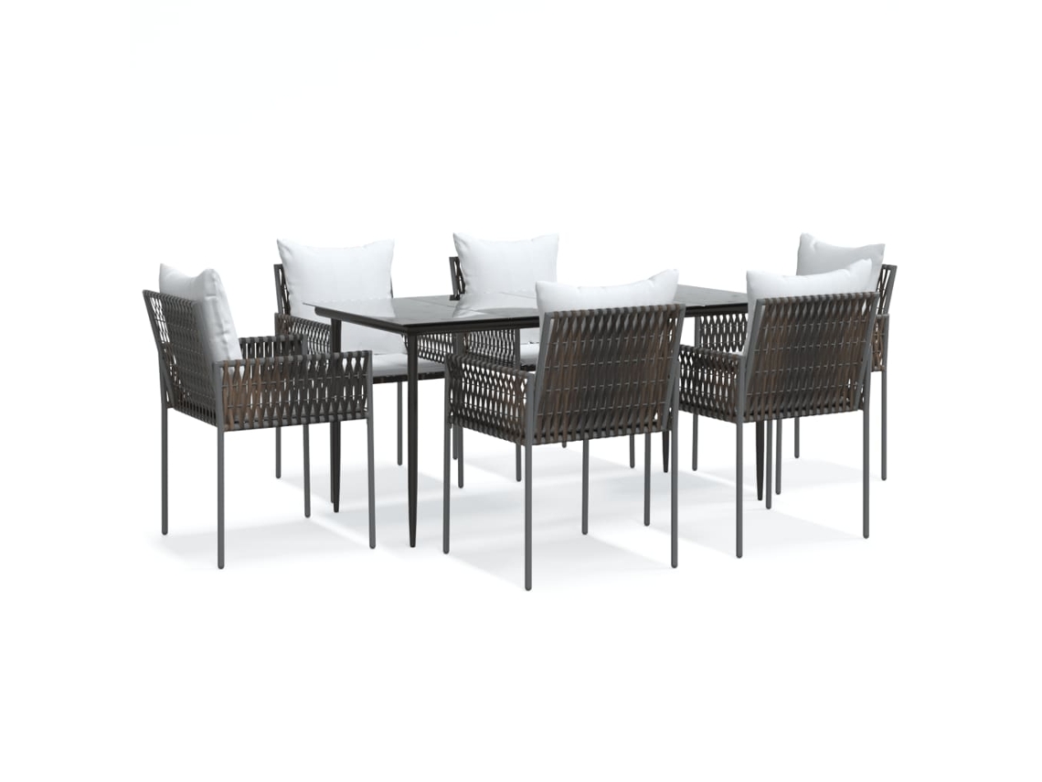 Maison Exclusive - Juego Comedor Jardín 7 Piezas Y Cojines Ratán Sintético Y Acero