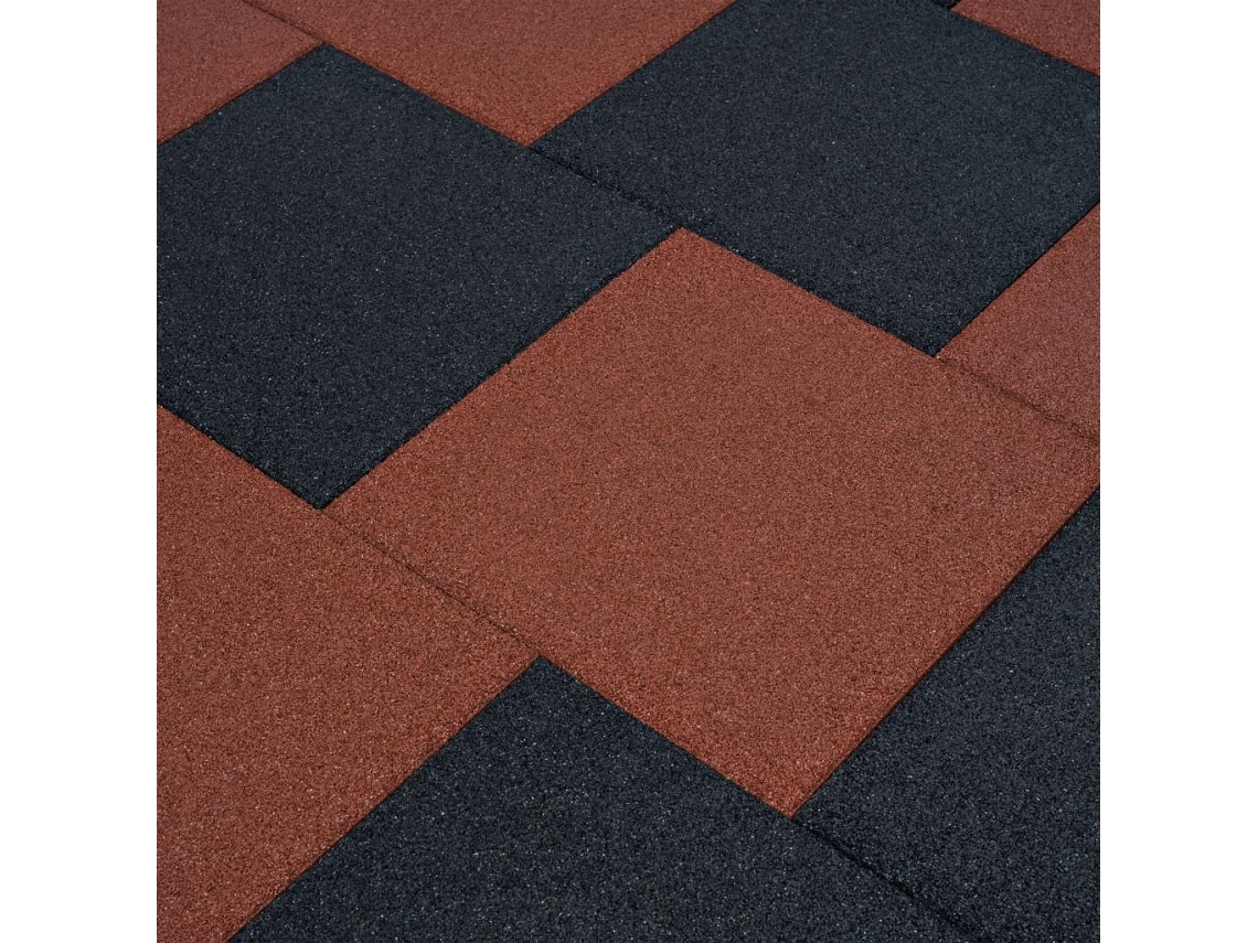 Losetas De Goma Protección De Caídas 18 Unidades 50x50x3cm Rojo