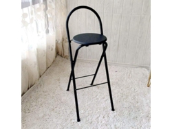 Taburete de bar plegable de 65 cm, taburete de cocina con respaldo, negro Ehstmind