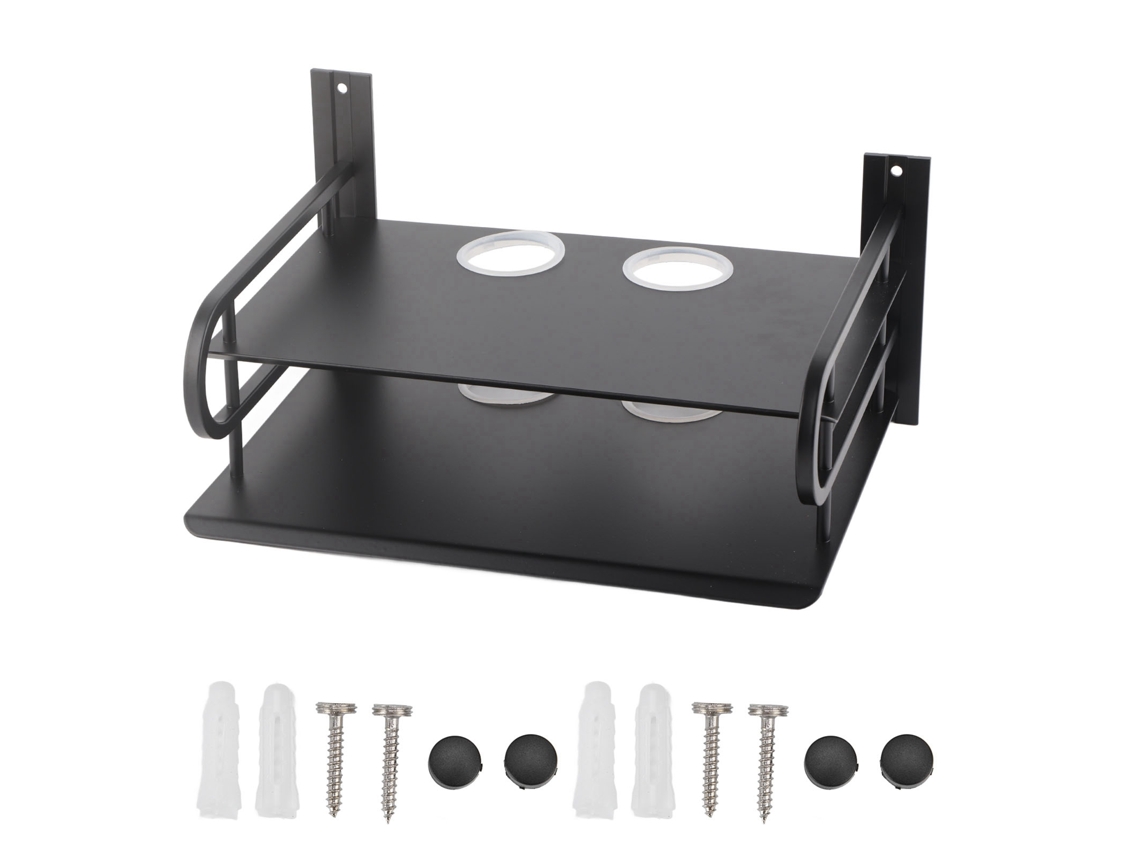 Estante flotante de pared de dos niveles para TV Box, router y reproductor de DVD.