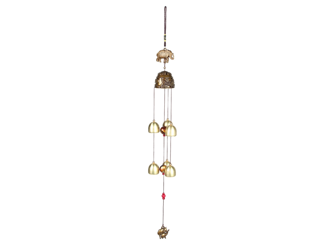 2026 Store-adorno Colgante Campanas De Viento Feng Shui Bronce Con Elefante Decoración Hogar Regalo De Buena Suerte