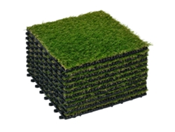 Tapete De Grama Sintética 10 Peças 30x30cm Altura 20mm Resistente Aos Raios Uv Verde Escuro