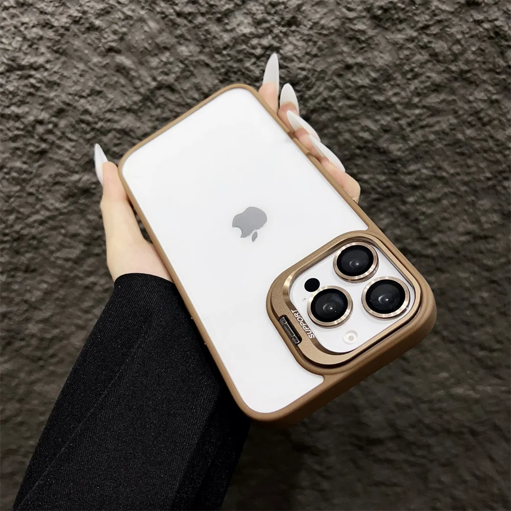 (iphone 11, Dorado) Funda Para Iphone Con Protección De Cristal Transparente Para La Cámara.