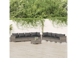 Conjunto de jardín DKD Home Decor de 9 piezas con cojines de mimbre gris