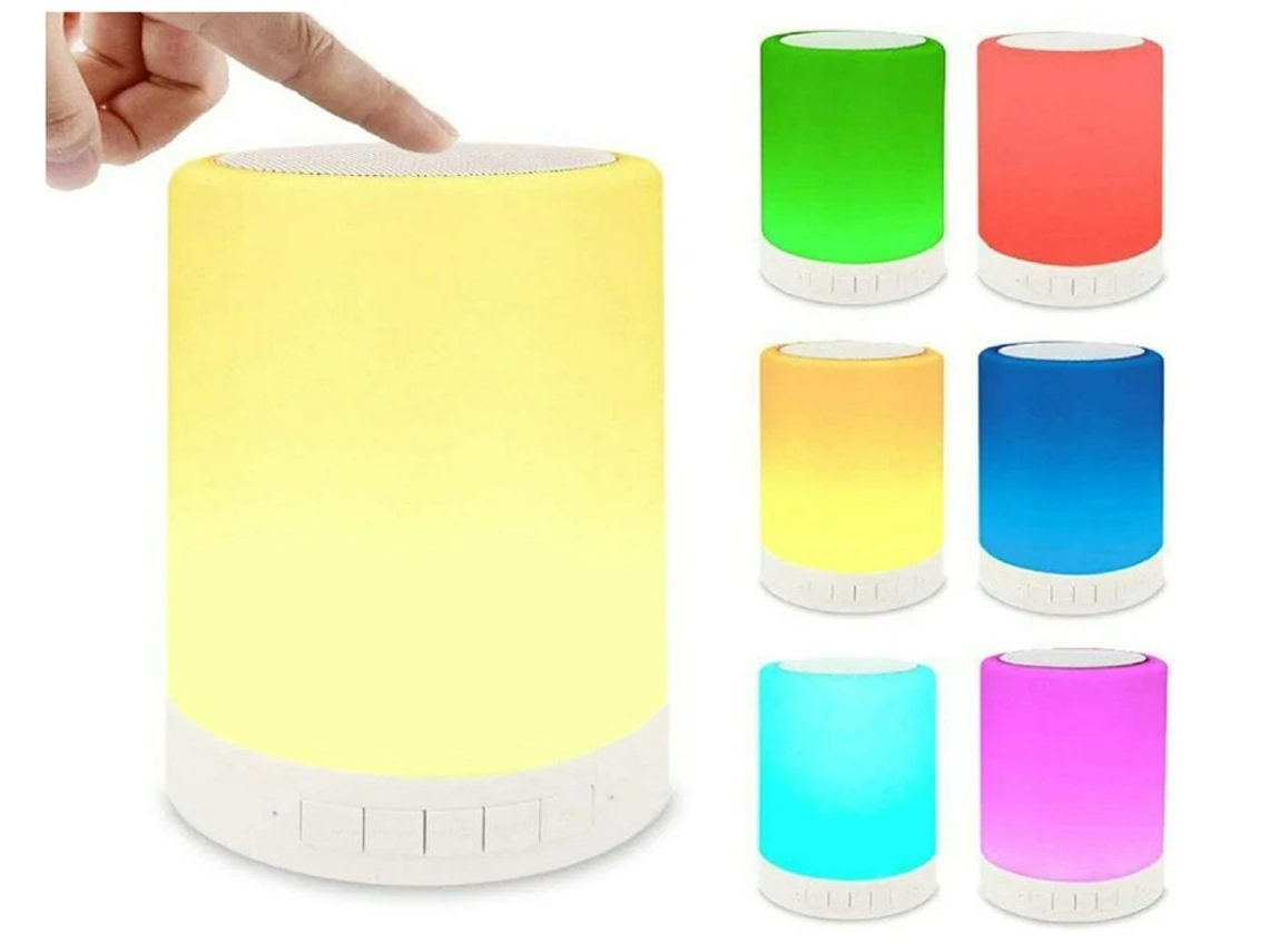 Altavoz Bluetooth, luz nocturna, altavoz LED, estéreo, sensor táctil, luz nocturna, lámpara de noche, lámpara regulable, Bestvite